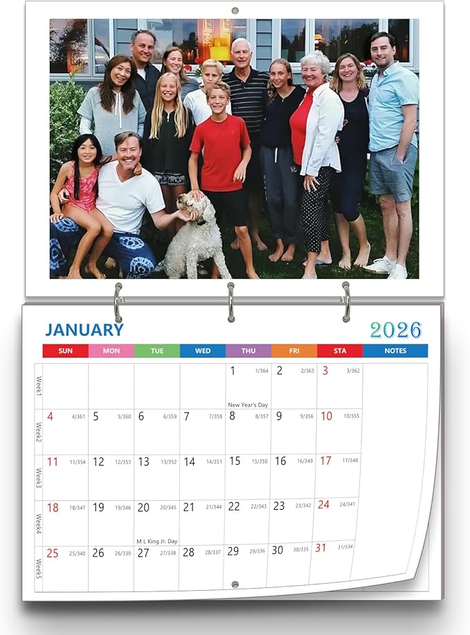 (Made in Chicago) Custom Personalized Photo Wall Calendar 2026 Print Your Photo Calendars &Customized Make Your Own Calend...