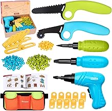 ZLemma Kids Cardboard Construction Tool Set with Electric Drill & Tool Belt -258PCS, STEM Building Kit for Creative Craft ...