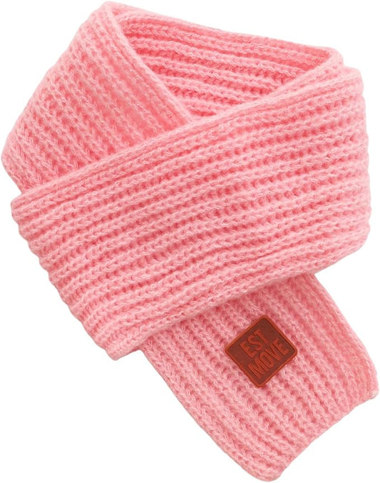 Avxdbr Pink Knitted Scarf Soft Warm Winter Neck Warmer for Girls Cozy Solid Color Knit Muffler Fashion Cold Weather Accessory