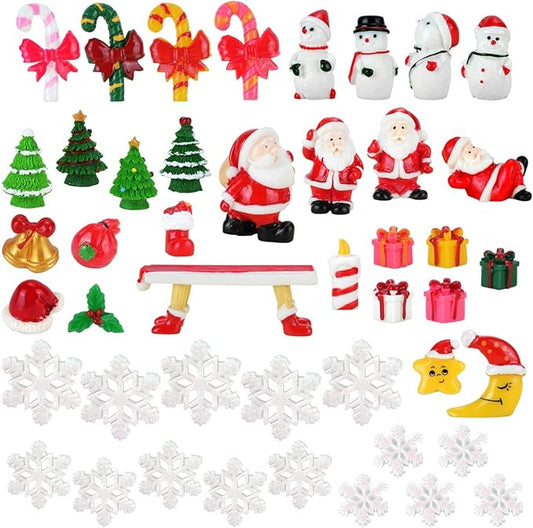 45 Pcs Christmas Miniature Ornaments, DIY Resin Christmas Tree Snowman Snow Globe Accessories, Mini Desktop Crafts Kit for...