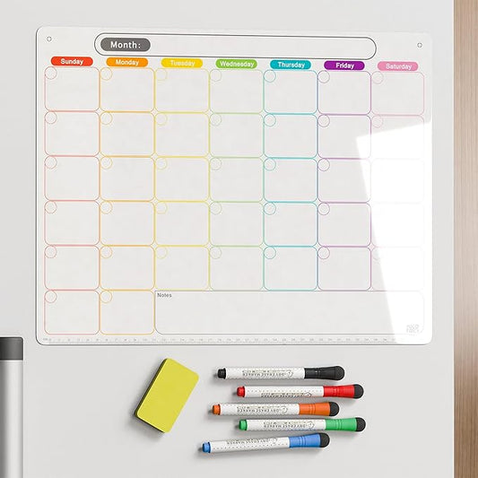 Mag-Fancy Dry Erase Calendar Kit- Magnetic Calendar for Refrigerator - Monthly Fridge Calendar Whiteboard with Extra-Thick...