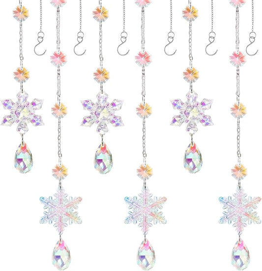 6 pcs Christmas Hanging Snowflakes Decorations Crystal Snowflakes Snow Flakes Garland for Winter Wonderland Frozen Christm...