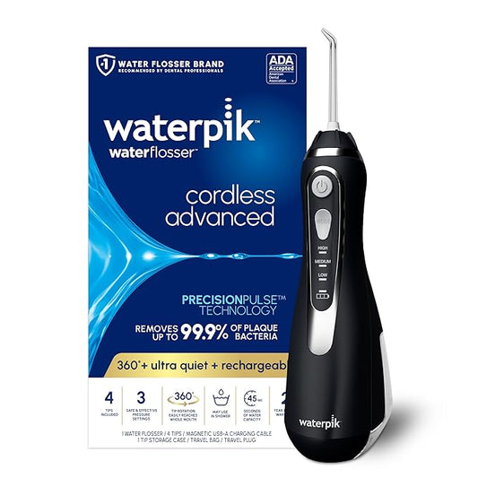 Waterpik Cordless Advanced 2.0 Water Flosser For Teeth, Gums, Braces, Dental Care With Travel Bag and 4 Tips, ADA Accepte...