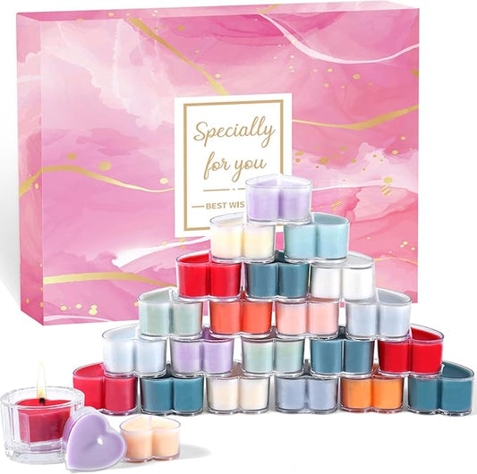 Valentine's Day Gift for Women, 24-Piece Heart-Shaped Scented Candle Gift Set Home Fragrance Candles Perfect for Birthday...