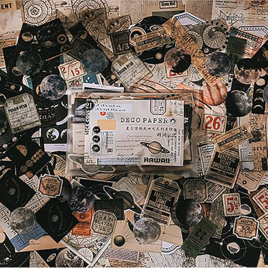 200 Pieces Vintage Sticker Scrapbook Paper Pack for Witchy Junk Journal Bullet Journals Planners Space Moon Paper Stickers...