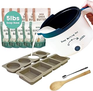 PIUH Soap Melter with 5lbs Soap Base for Soap Making Kit, 5lbs Soap Base Making Kits Including 2 Gears Electronic Soap Mel...