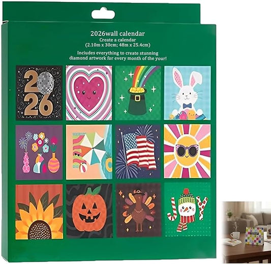 Diamond Art Wall Calendar Kits 2026 - Diy Diamond Painting Calendar With Sparkling Crystals, Easy Stick & Hang On The Wall...