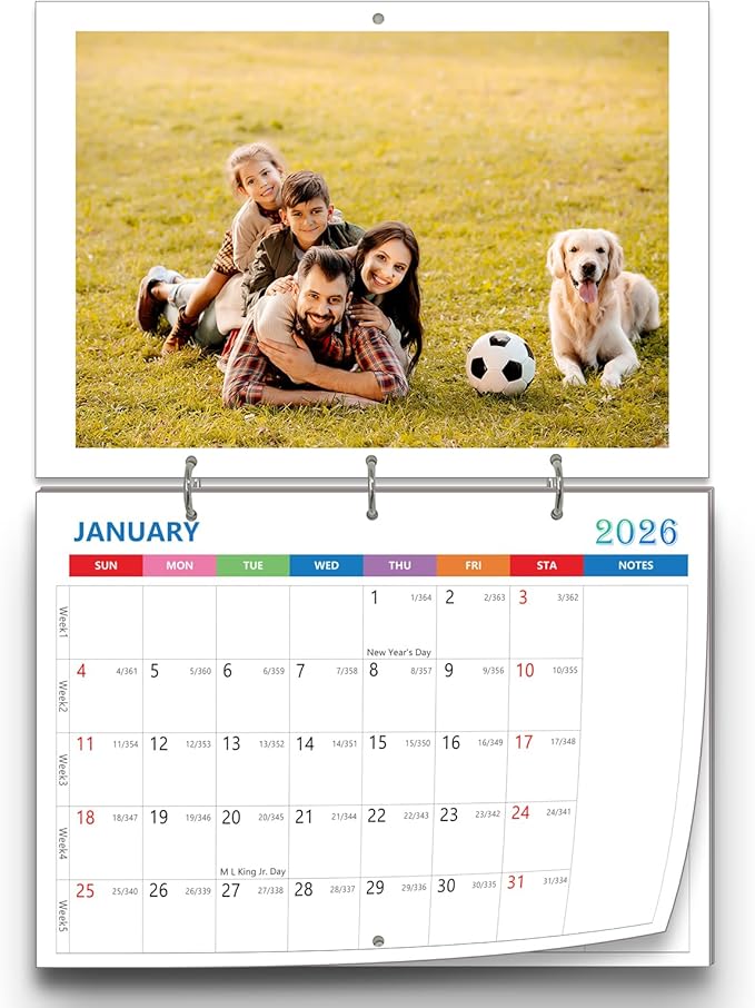 (Made in Chicago) Custom Photo Wall Calendar 2026, Make Your Own Personalized Calendar, Customized Calendar for Home & Off...