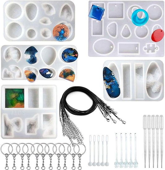 Woohome 40 PCS Island Silicone Mould Jewelry Resin Molds, 5 PCS Resin Casting Molds Jewelry Making Kit for Pendants, Neckl...