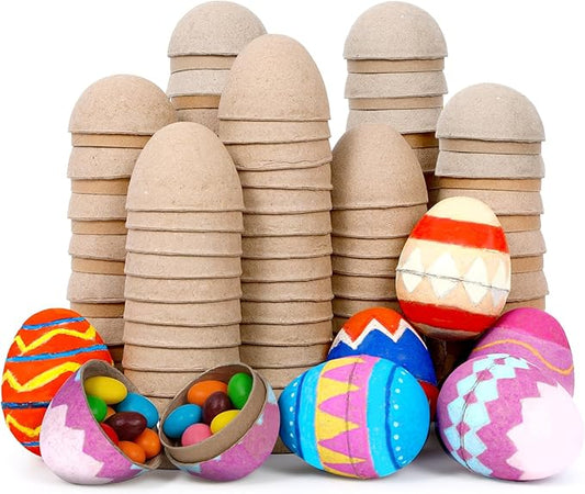 24Pcs DIY Paper Brown Easter Eggs Paintable and Fillable Blank Easter Eggs Crafts Color Your Own Egg Handcrafted Gifts Pro...