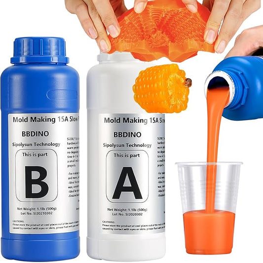 BBDINO Silicone Mold Making Kit, 15A Fast Cure Silicone for Mold Making 2.2 lb(35 Oz), 1A:1B Ideal for Resin/Soap/Candle/S...