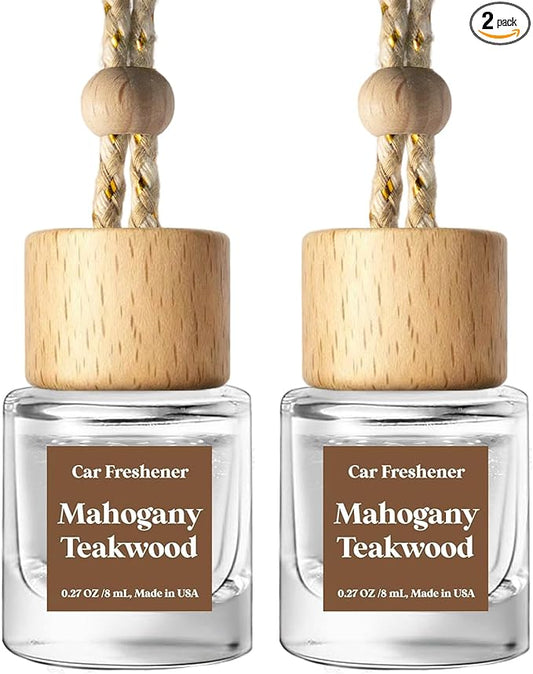 C Classy Car Air Freshener Hanging 2 Pack, Mahogany Teakwood Essential Oil Diffuser for Cars, Cute Car Accessories, Long-L...