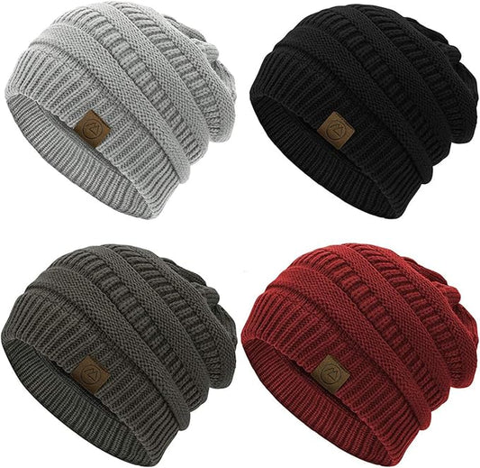 American Trends Winter Hats for Women 4 Pack Beanie Hats Caps Knit Chunky Slouchy Beanie Hats