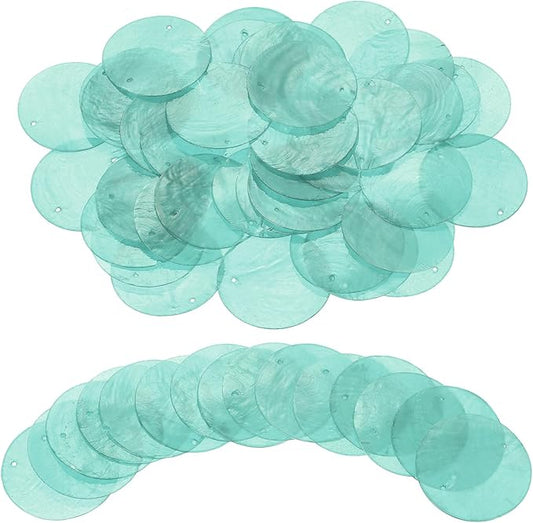 uxcell 120Pcs Capiz Shells 2" Round Natural Shells with 2 Holes for Seashell Wind Chimes Curtain Shell Garland DIY Craft W...