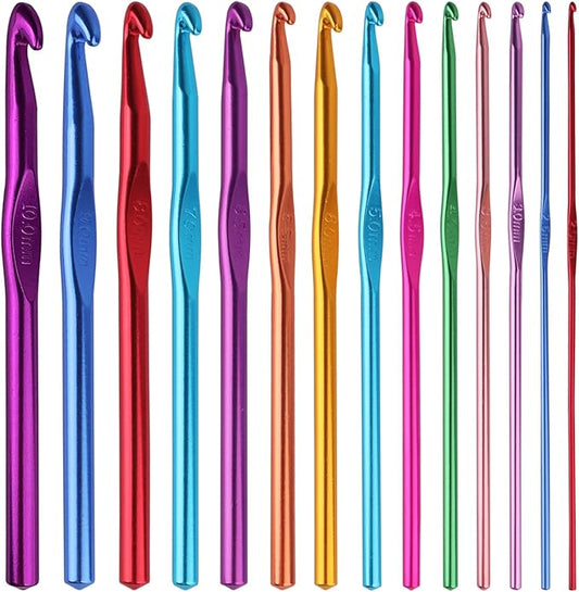 14PCS Aluminum Crochet Hooks Knitting Needles Craft Yarn 2.0mm/2.5mm/3.0mm/3.5mm/4.0mm/4.5mm/5.0mm/5.5mm/6.0mm/6.5mm/7.0m...