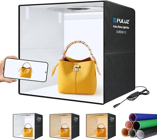 Light Box Photography 20x20in, PULUZ Portable Photo Studio Light Box with 200 LED Lights ＆12 Color backdrops Professional ...