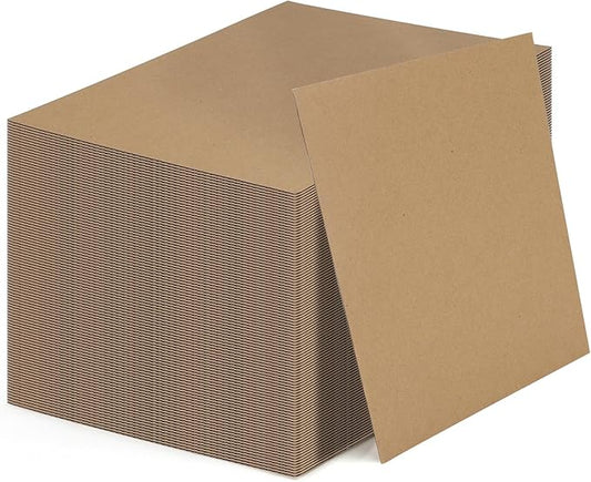 Calenzana 8x10 Corrugated Cardboard Sheets Set of 100, Flat Card Boards Inserts for Crafts, Packing, Shipping, Moving, Mai...