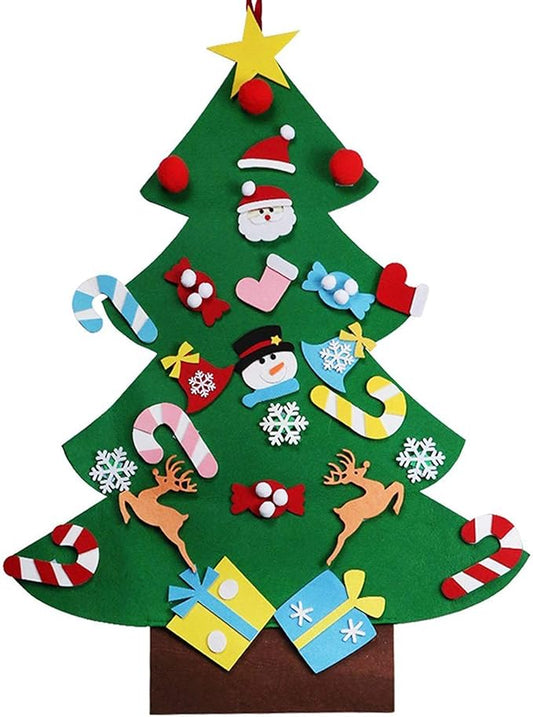 EONLYX Felt Christmas Tree DIY Felt Tree DIY Christmas Tree Door Wall Hanging Felt Christmas Tree with Ornaments Xmas Home...