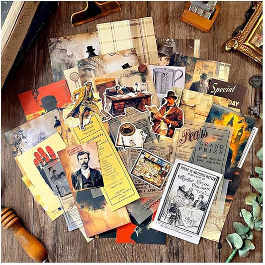 CraftBloom 42Pcs Detective Gothic Scrapbook Paper Sheets for Junk Journal Supplies, Vintage Aesthetic Ephemera for Journal...