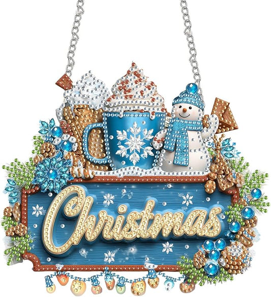 SKRYUIE Hanging Diamond Art Kits for Adults Pendant Christmas, Special Shaped Crystal DIY Diamond Painting Kit, Acrylic Bo...