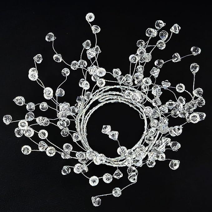 (10 Pack) 47” Clear Diamond Beaded Crystal Christmas Garland - Wire String Acrylic for Christmas Decorations, DIY Wreath W...