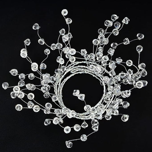 (10 Pack) 47” Clear Diamond Beaded Crystal Christmas Garland - Wire String Acrylic for Christmas Decorations, DIY Wreath W...