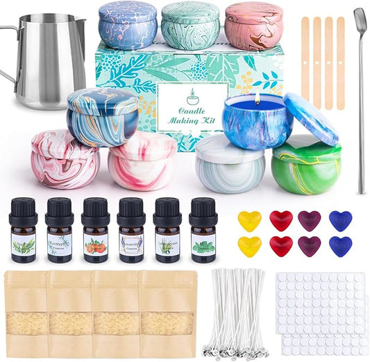 SUPERSUN Candle Making Kit for Adults, DIY Candle Making Supplies for Adults, Beginners, Include Beeswax, Candle Tins, Wic...