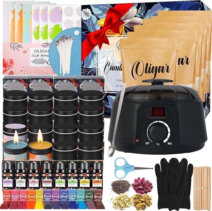 Oligar Complete Candle Making Kit, DIY Candle Making Supplies for Adults,Beginners, Including Bees Wax, Candle Wicks, Dye...
