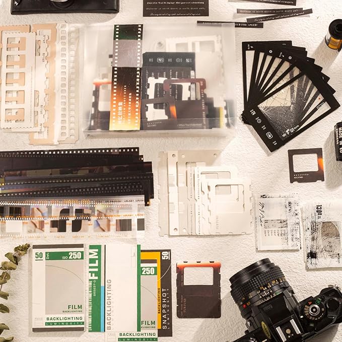 94Pcs Vintage Photo Themed Scrapbooking Kits, Movie Film Scrapbook Kit for Film Stickers and Journaling Supplies , Waterpr...