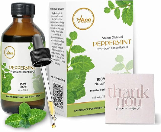 MyAce Peppermint Essential Oil – 100% Pure & Natural, Steam-Distilled Oil for Diffuser, Aromatherapy, Skin Care, Hair, DIY...