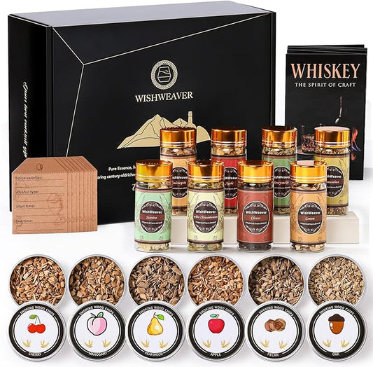 Alcohol Infusion Kit,14 Natural Woodchips & Botanicals DIY Whiskey Making Kit for Infusing Bourbon,Vodka, Tequila, Rum wit...