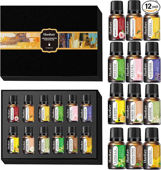 12 Pack Fragrance Essential Oils Set, 10ml Essential Oils Applicable to Humidifiers, Air Purifier, Diffuser, Candles, Drye...