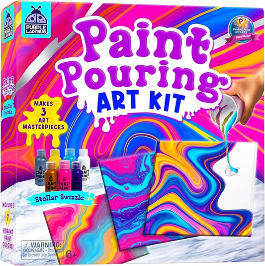 PURPLE LADYBUG Paint Pouring Art Kit - Art and Crafts for Kids Ages 8-12, Gifts for 6 7 8 9 10 11 12 Year Old Boys & Girls...