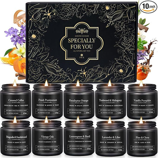 10 Pack Scented Candles for Men, Soy Wax Masculine Candle Gift Set, Aromatherapy Candles for Home, Gifts for Him, Boyfrien...