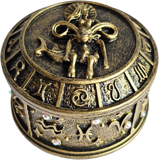 XinZhiRun Handmade Zodiac Jewelry Box with Constellation Engraving, Unique Handcrafted Gift for Birthday, Anniversary, or ...