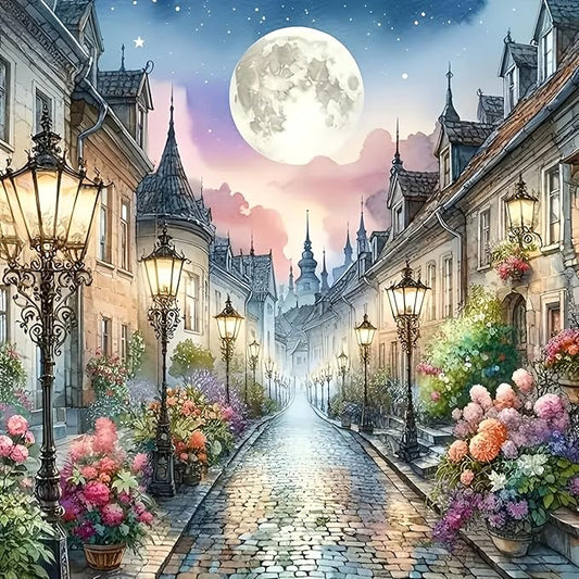 Shouruihua Diamond Art Kits for Adults, Street View Diamond Painting by Numbers Kits, Street Lights Diamond Dots Art Kits,...