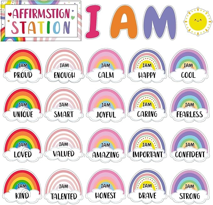 Summer Bright Affirmation Station Bulletin Board Set Motivational Posters Classroom Decoration Mirror Growth Mindset Decor...