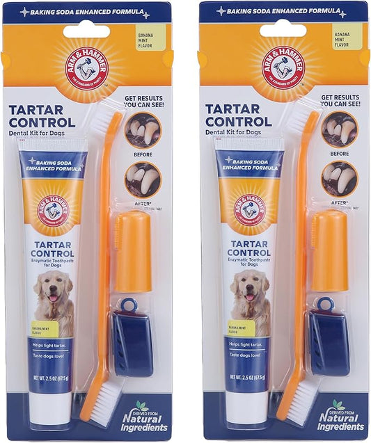Arm & Hammer for Pets Tartar Control Dog Dental Care Kit, Dog Toothpaste Kit with Toothbrush and Finger Brush for Oral Hyg...