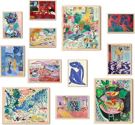 Matisse Wall Art Prints, Matisse Canvas Wall Art Decor, Vintage Eclectic Wall Posters Set, Colorful Matisse Abstract Paint...