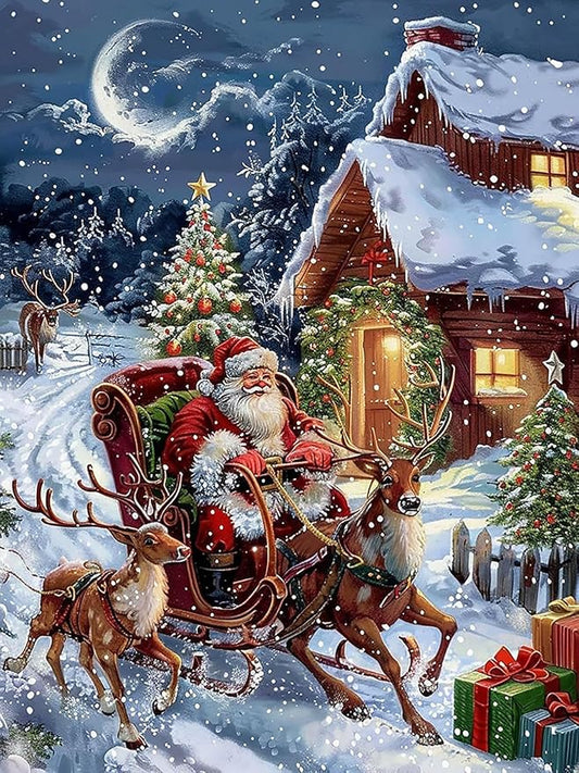 Reofrey DIY Diamond Art Painting Kits for Adults Santa Claus, Diamond Art Christmas Full Drill Round Rhinestone, Cross Sti...