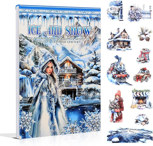 Dwpetzo Ice and Snow Winter Scrapbook Stickers for Scrapbooking Supplies, 20 Sheets A5 Washi Paper Transparent PET Die Cut...