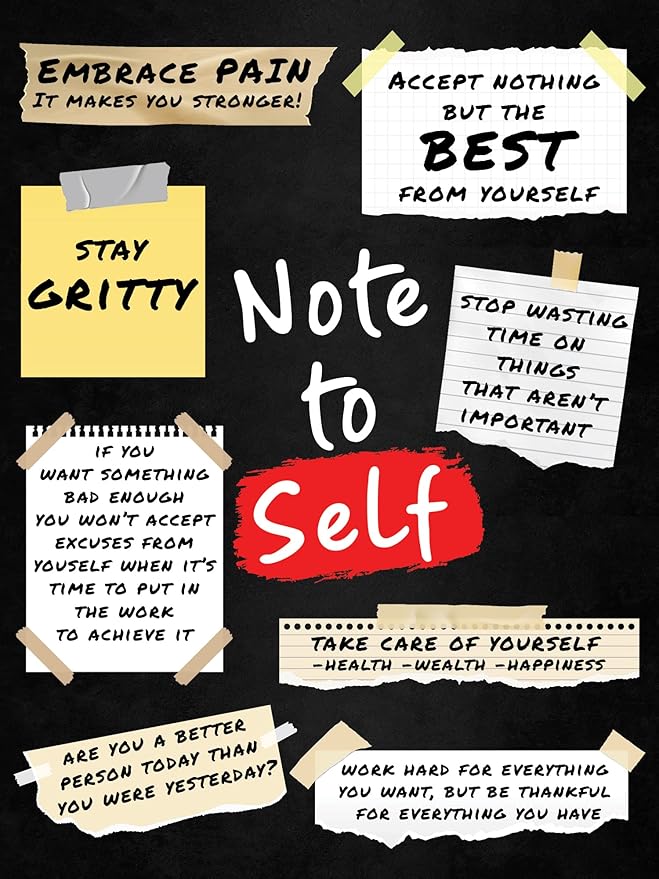 HoneyKICK Note to Self Motivational Wall Art - 12 x 16 Cardstock Print - Motivational Poster & Inspirational Wall Décor Fo...