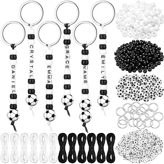 Landical 564 Pcs Soccer Keychain Making Kit DIY Soccer Bead Key Chain Craft Adjustable Sport Letter Bead Charm Sport Theme...