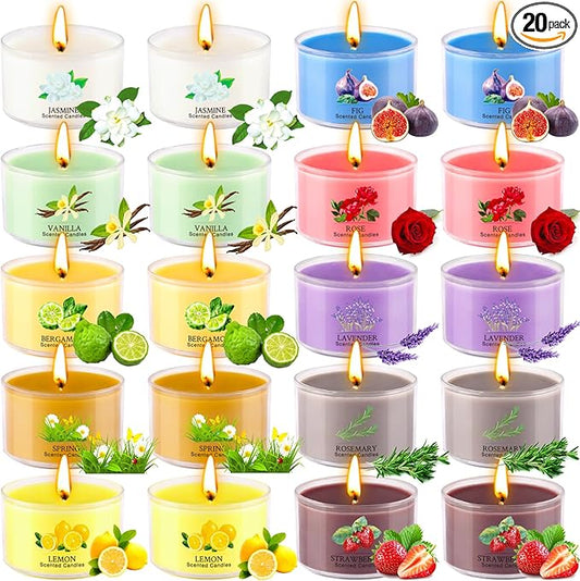 Aromatherapy Scented Candles 20 Pack - Small Candle Gift Set for Women with 10 Scents, 1.6oz Long-Lasting Soy Wax Candles ...