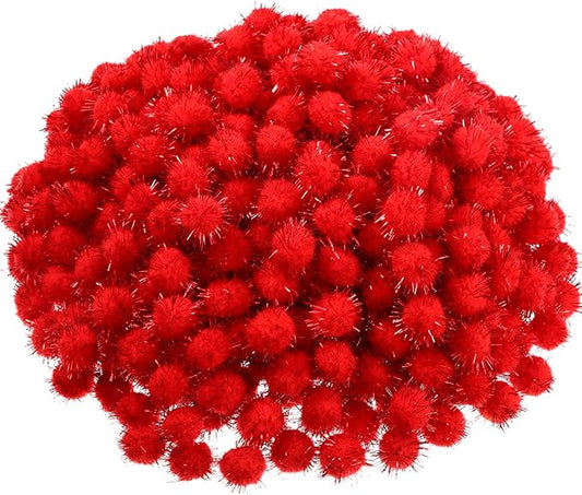Shappy 1000 Pcs Christmas Pom Poms for Crafts Bulk 0.5 Inch Glitter Fuzzy Craft Pom Poms Crafts Balls for Hobby Supplies a...