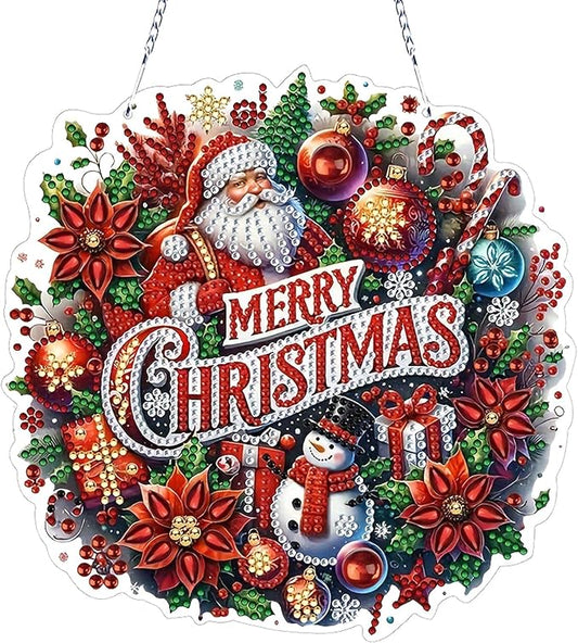 VODAPYC Christmas Santa Diamond Art Hanging Kit for Adults, DIY Double Sided Special Shaped Diamonds Art Window Pendant Or...