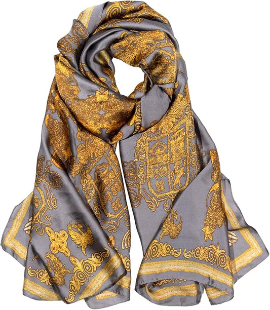 Bestshe Silk Feeling Long Scarf Fashion Floral Large Scarf Satin Shawl Wraps for Women with Gift Packed