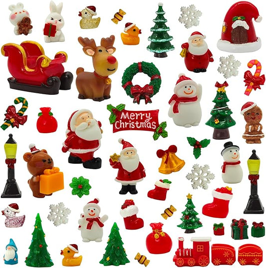 Tardigrade Christmas Miniatures Figurines, 50PCS Mini Tiny Resin Christmas Figures Snowman Santa Claus Reindeer Christmas ...