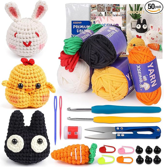 XSEINO Crochet Kit for Beginners,Crochet Start Kit with Step-by-Step Video Tutorials,Learn to Crochet Kit for Beginners - ...