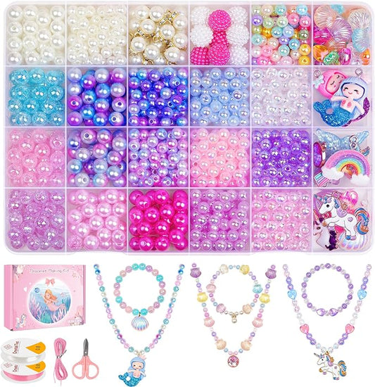 DUDUCOFU 900Pcs Mermaid Bracelet Making Kit for Girls Kids Charm DIY Beads for Jewelry Making, Friendship Bracelet Kit wit...